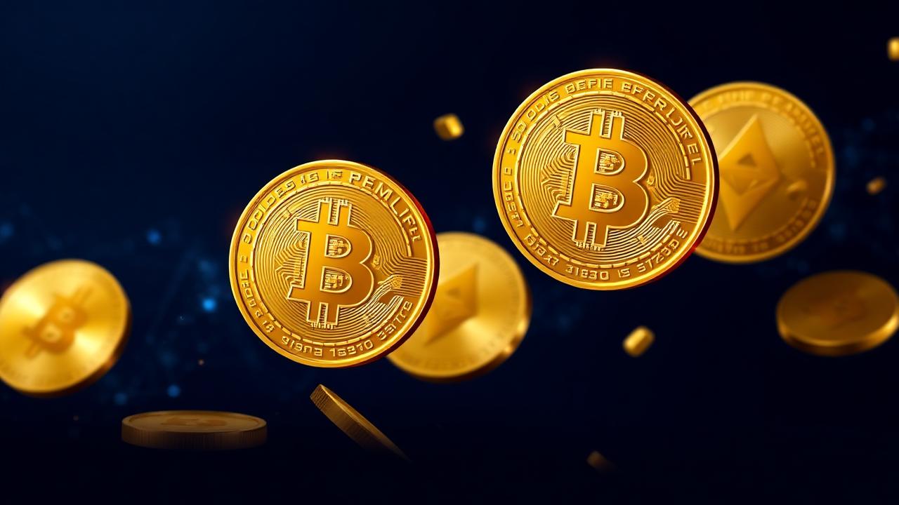 Bitcoin and Ethereum coins for SkyCrown payments